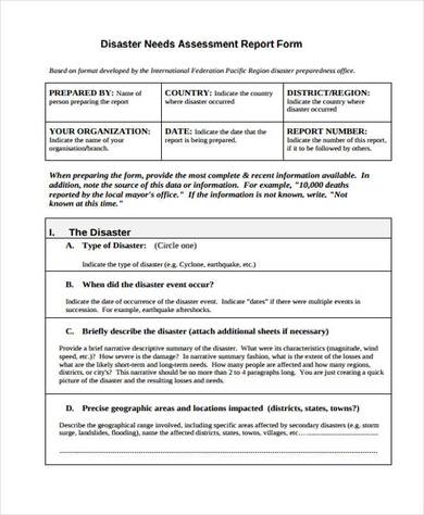 disaster emergency needs assessment form 3901