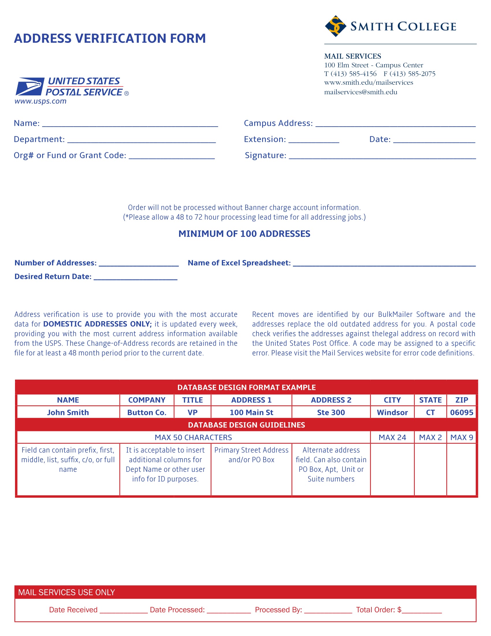 domestic address verification form 1