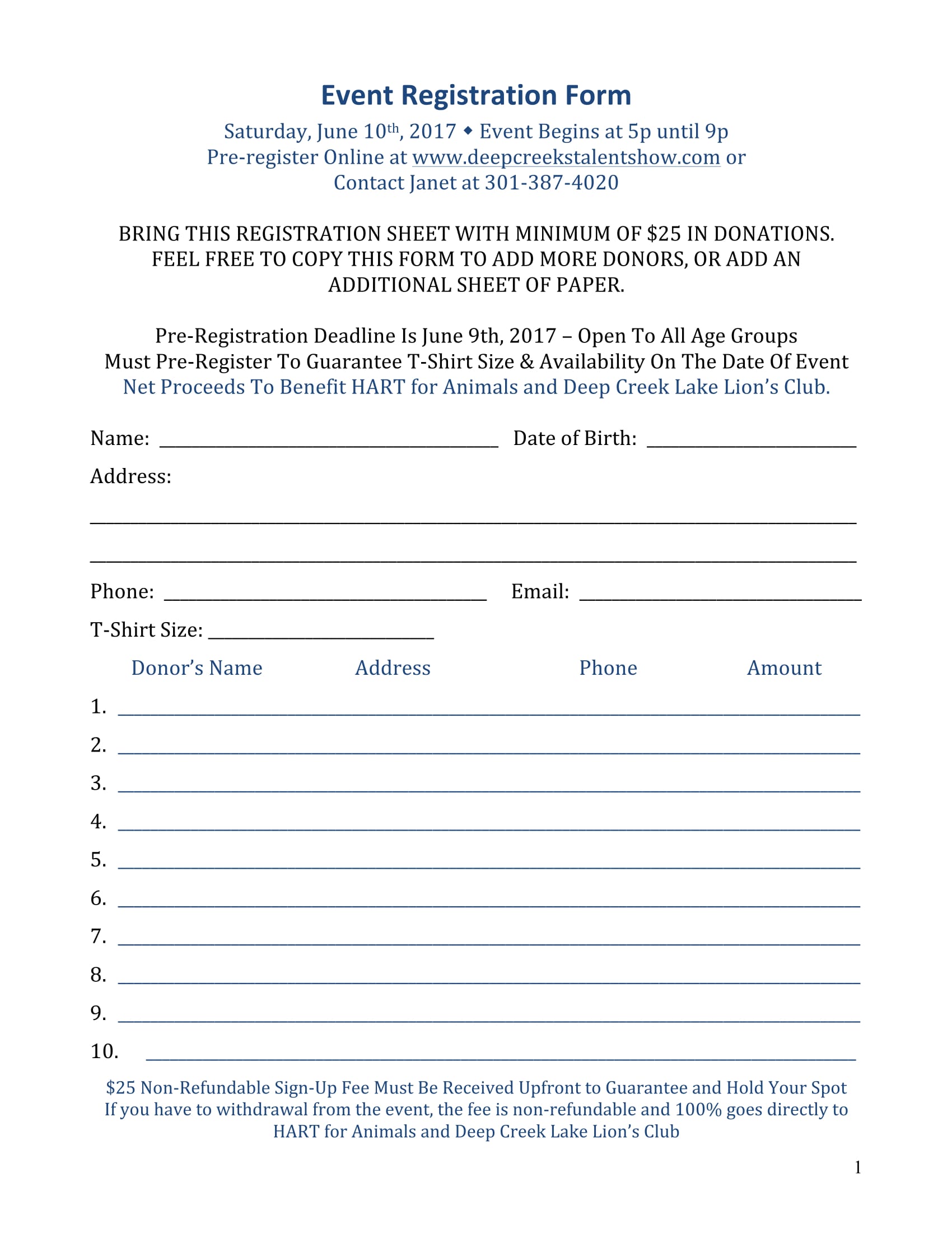 donation event registration form 1