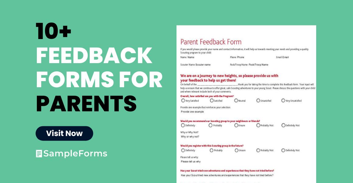 feedback forms for parent
