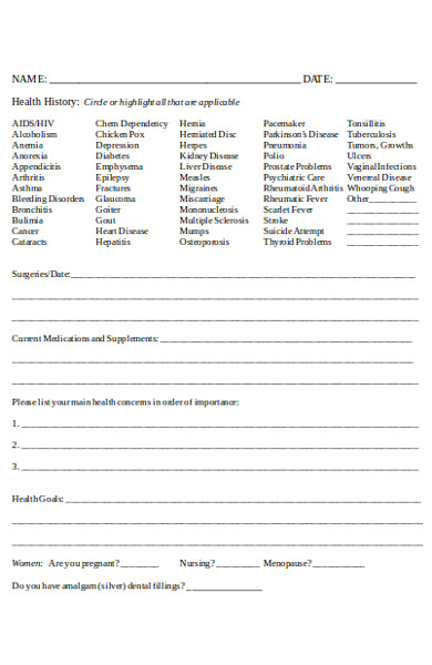 general wellness assessment form
