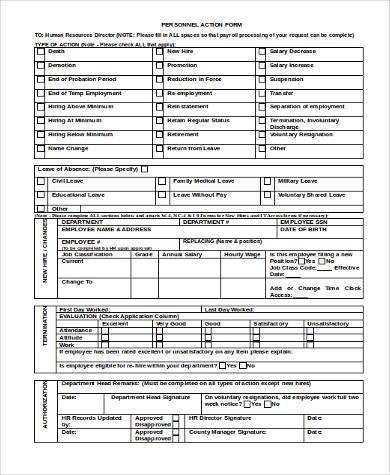 generic personal action form 390