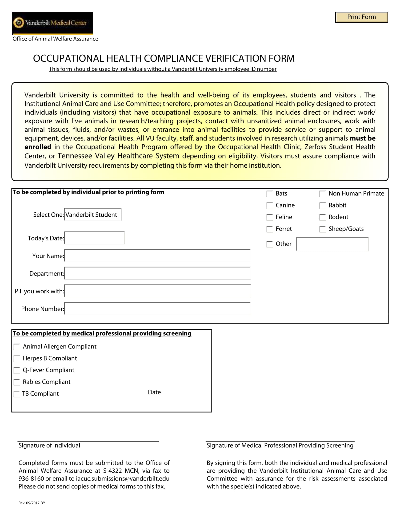 health compliance verification form 1