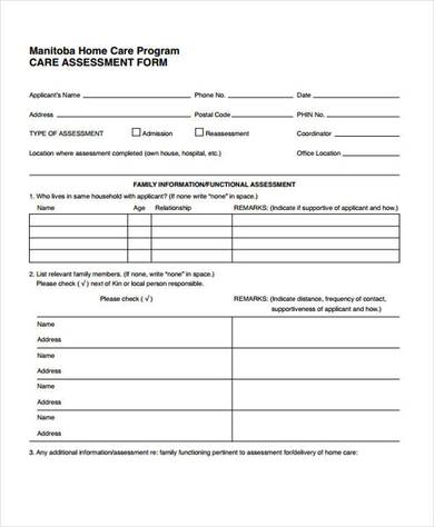home care needs assessment form 390
