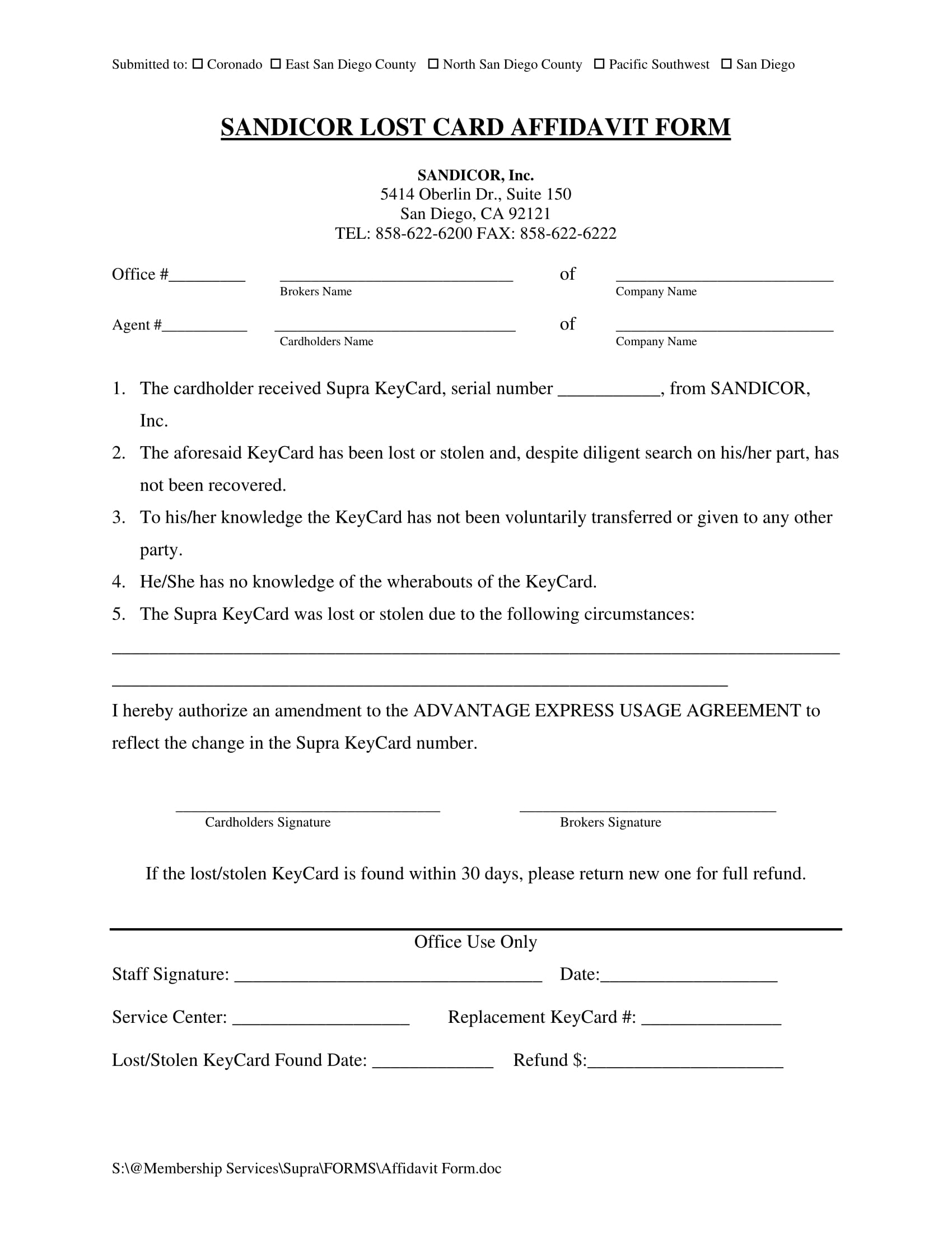 lost card affidavit sample format 1