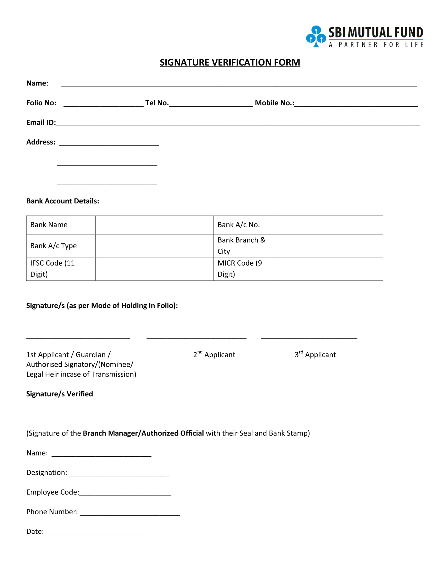 mutual fund signature verification form 1