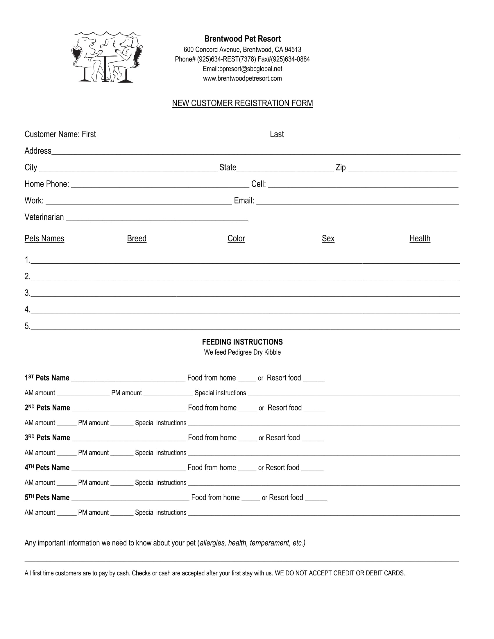 new customer pet registration form 1