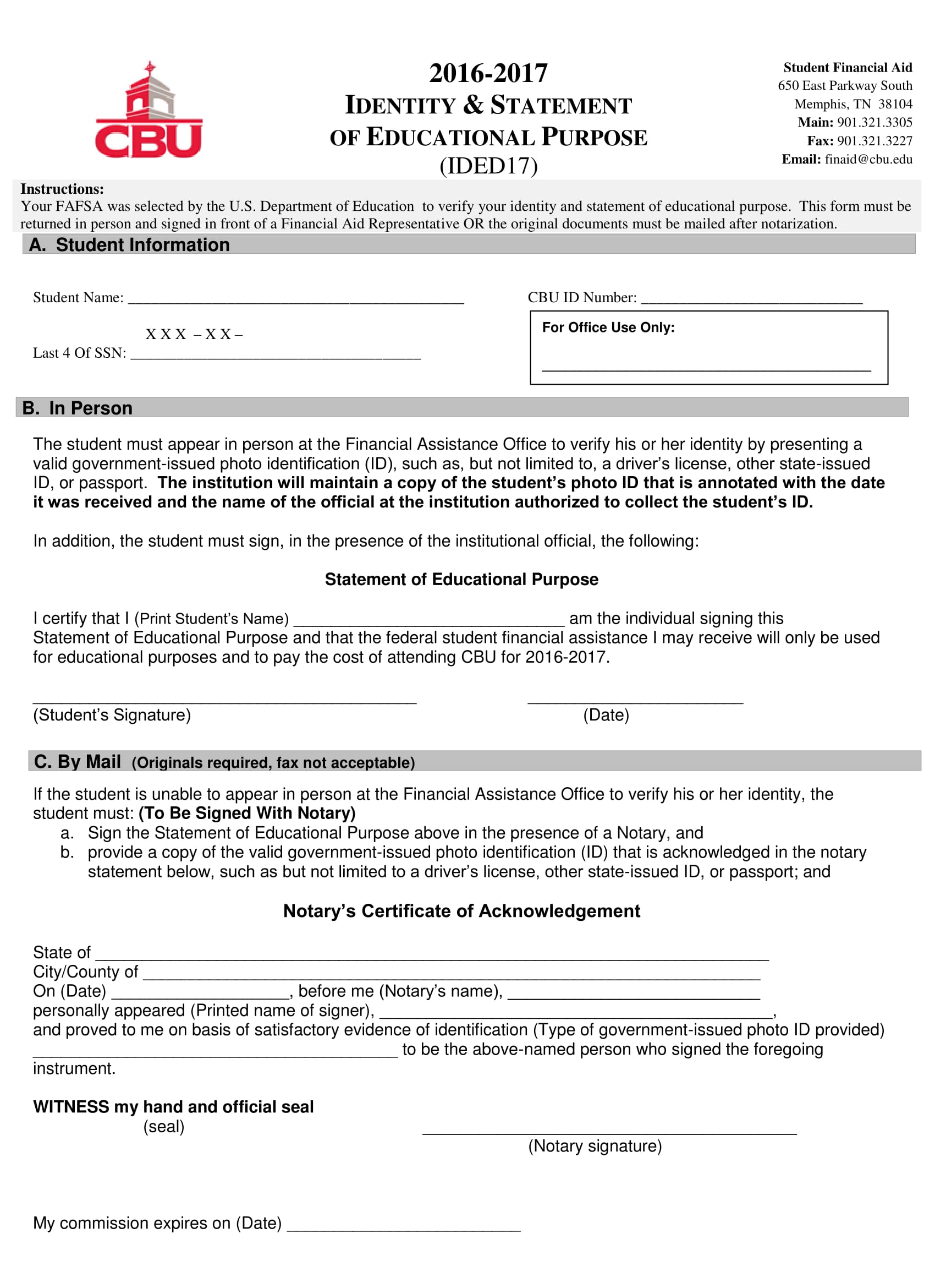 notarized verification statement form 1