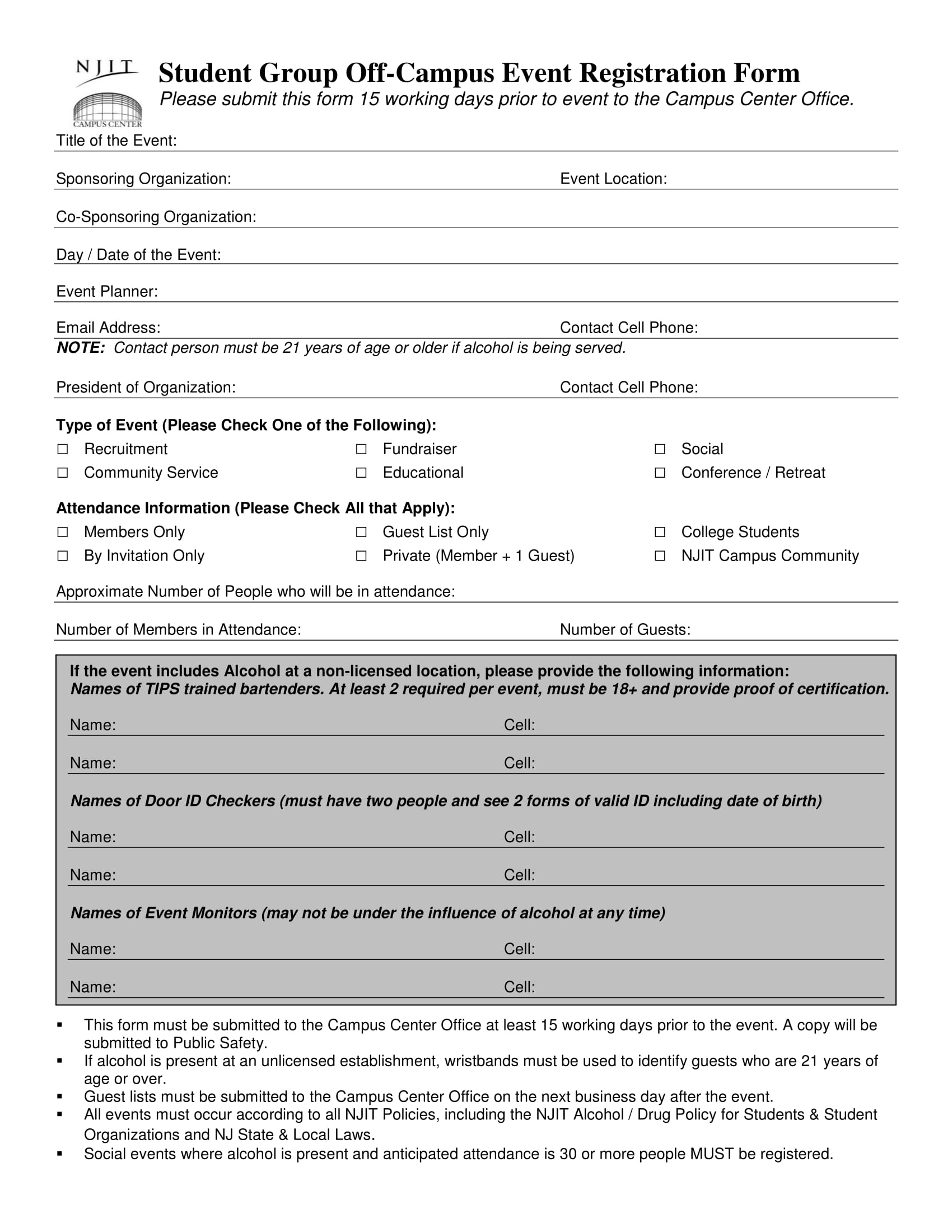 off campus event registration form 1