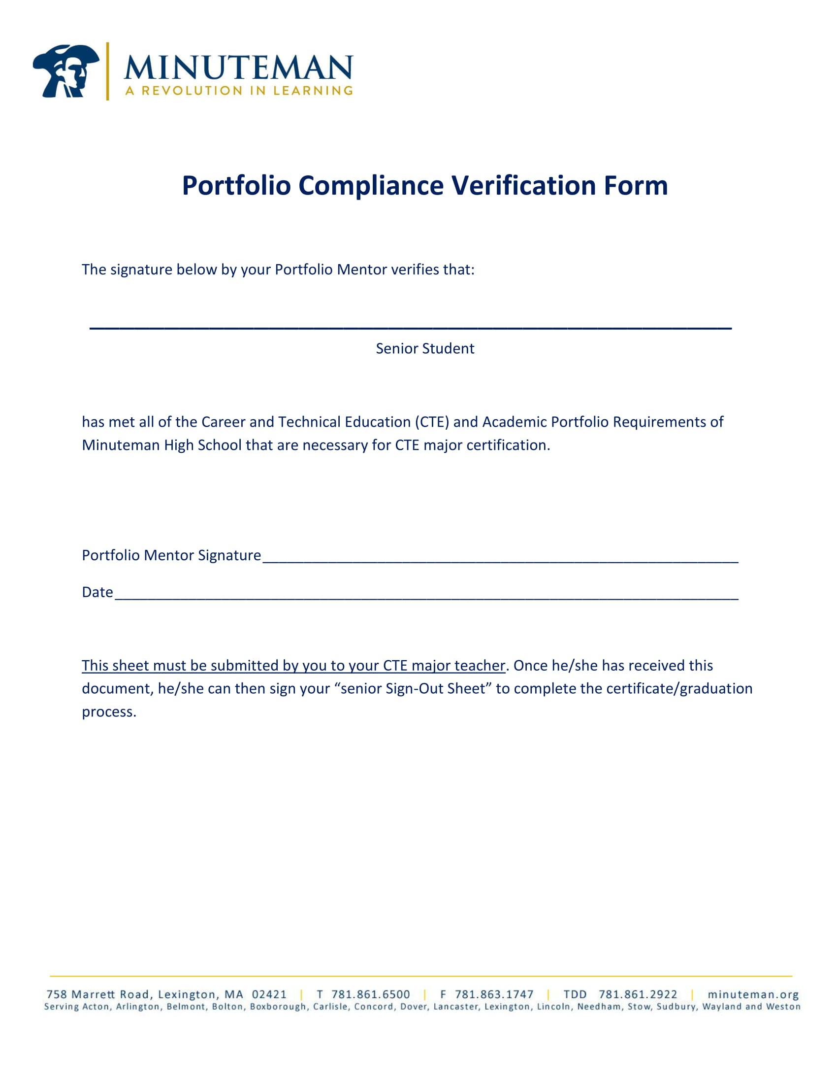 portfolio compliance verification form 01