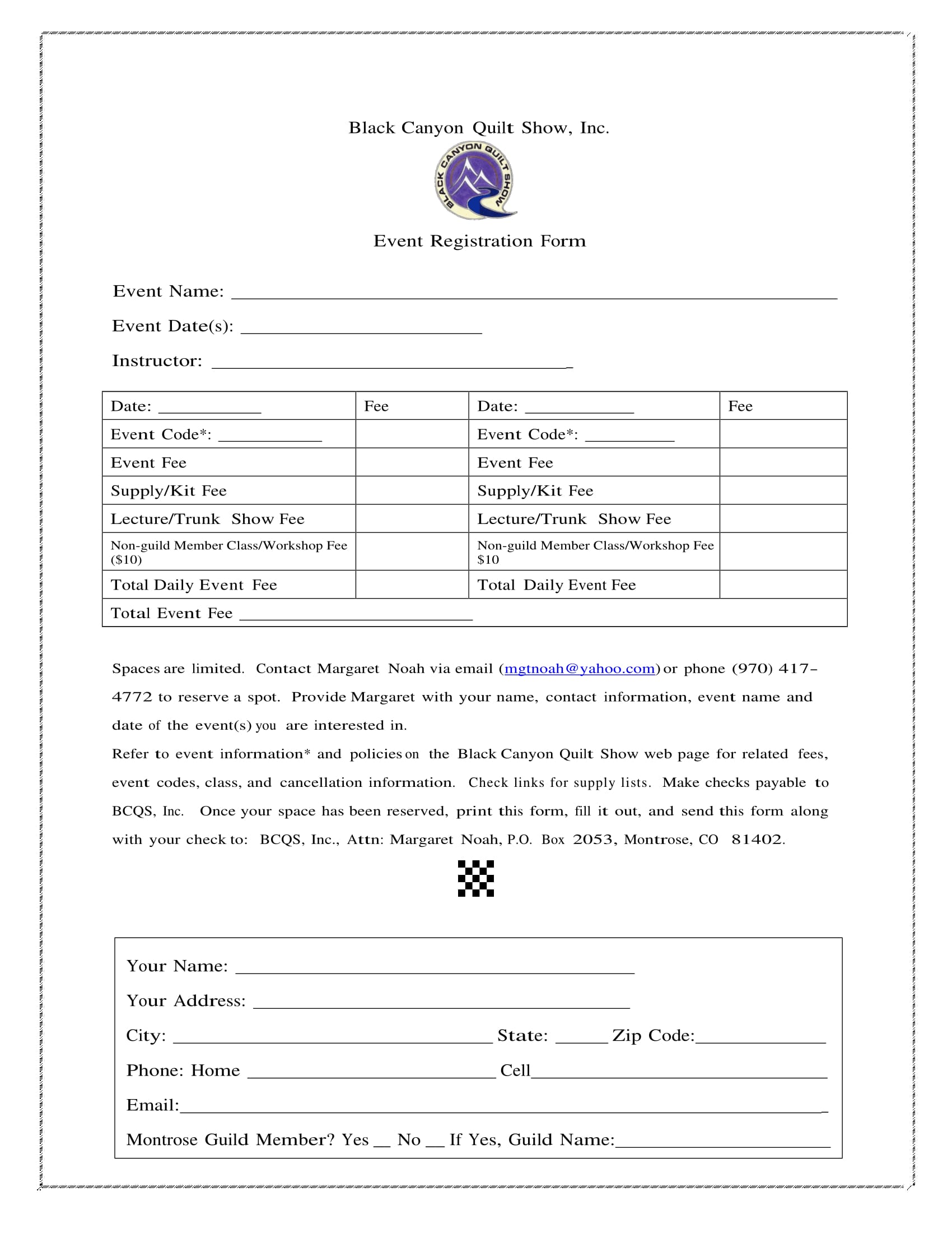 quilt show event registration form 1