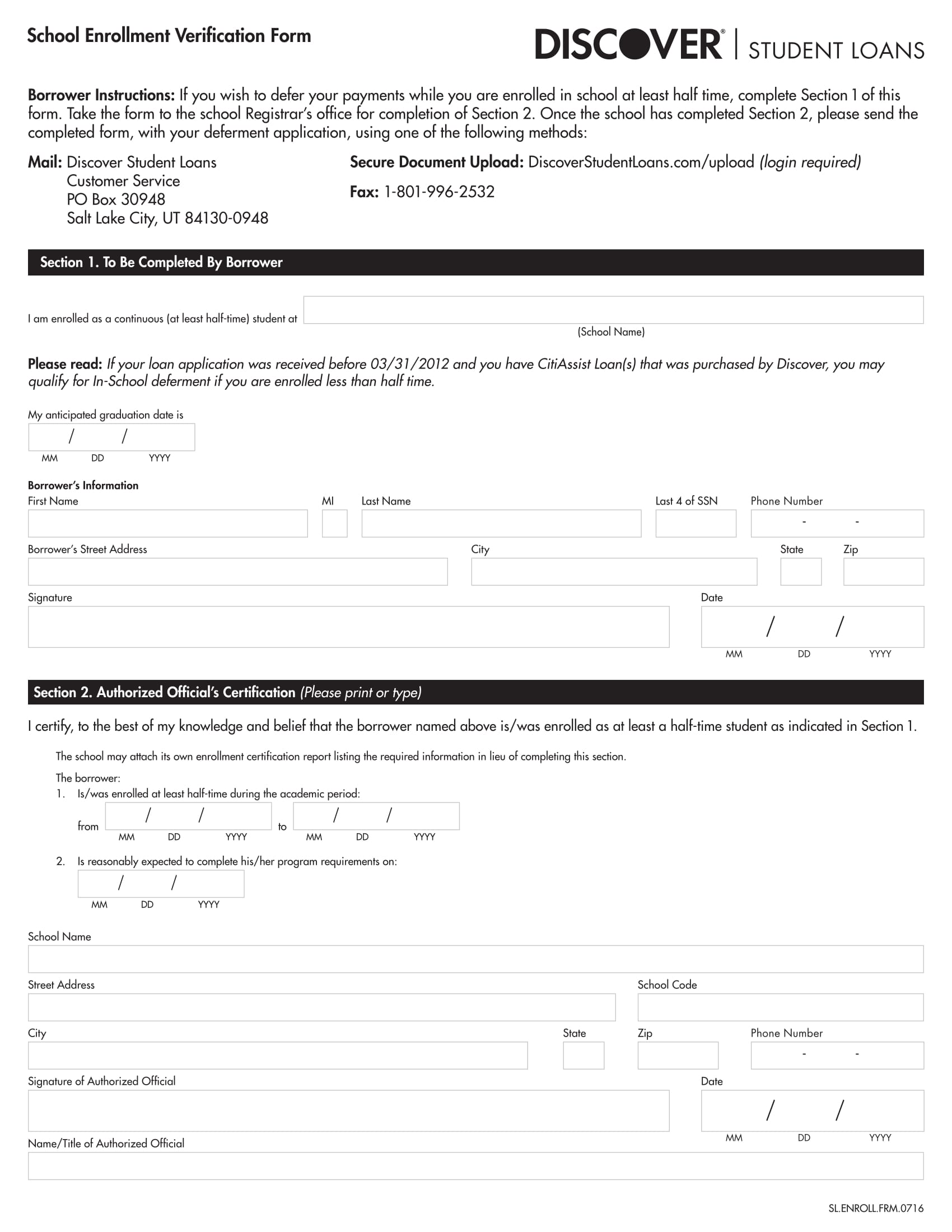 school enrollment verification form 1