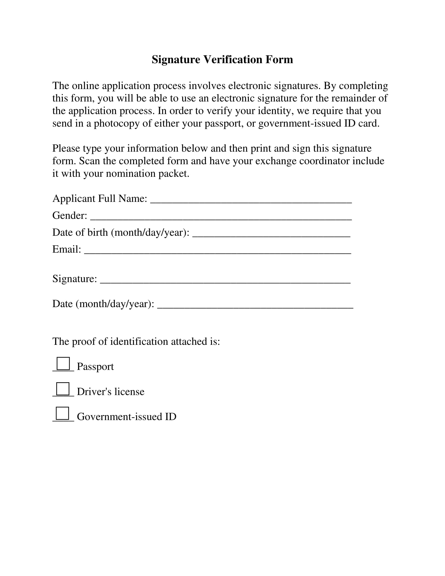 signature verification form sample 1