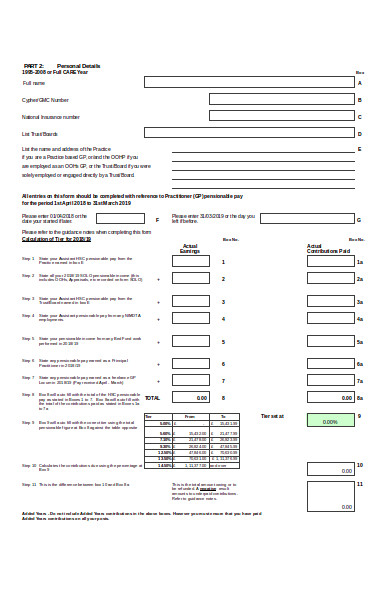 simple assessment form for income