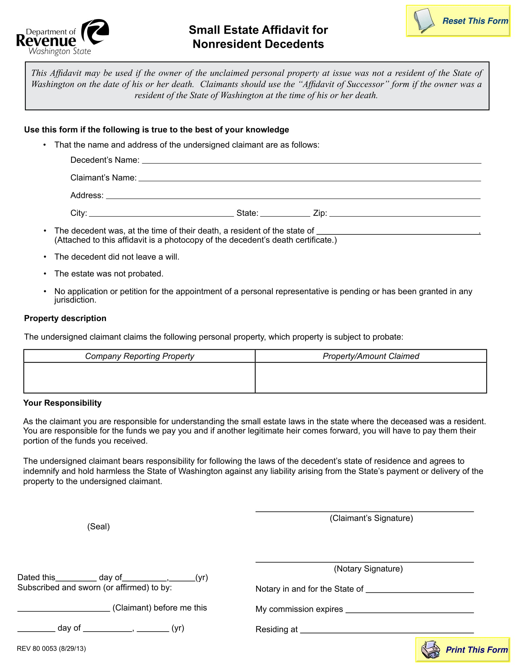 Small Estate Affidavit Template 9703