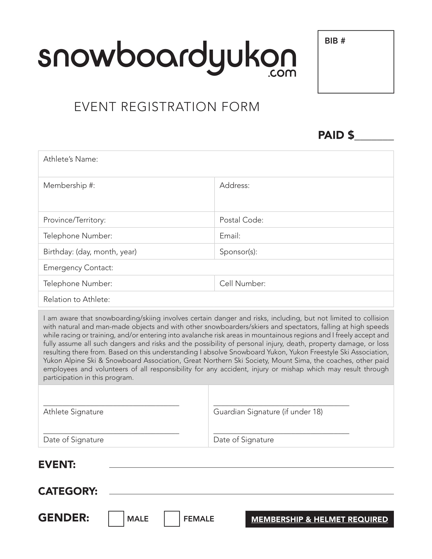 snowboard event registration form 1