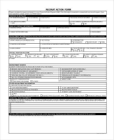staff recruitment action form 390