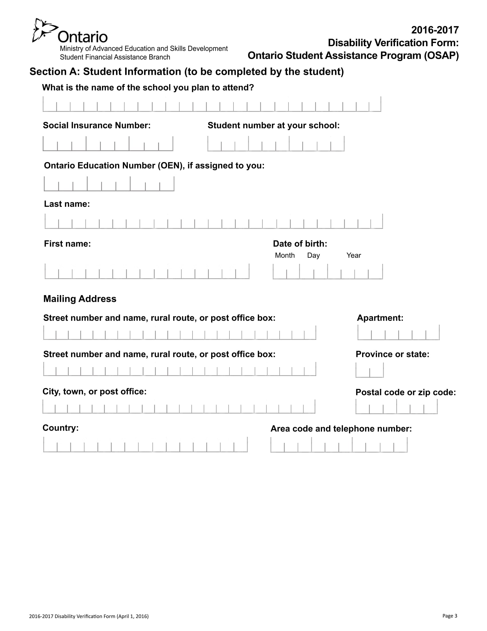 student assistance disability verification form 3