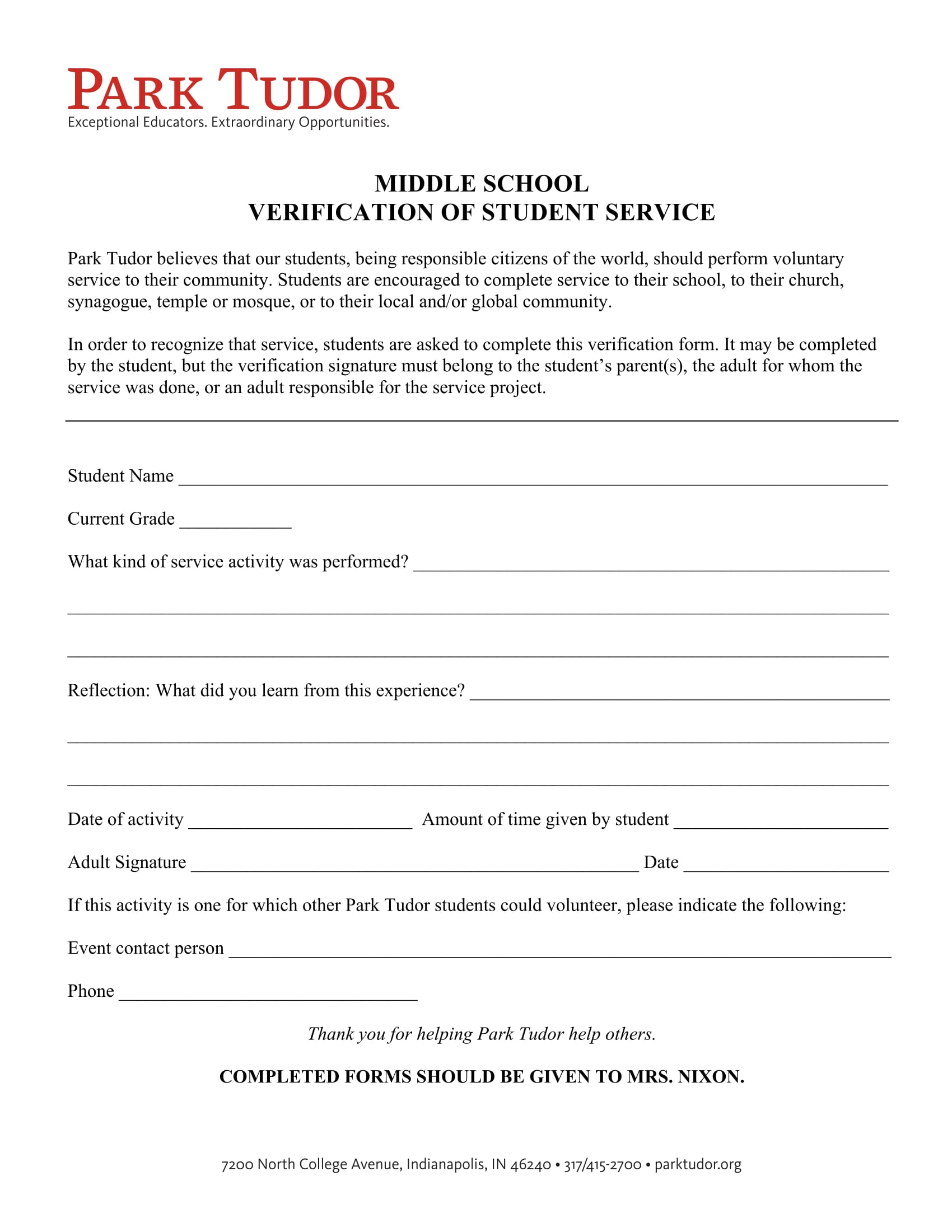 student service verification form 1