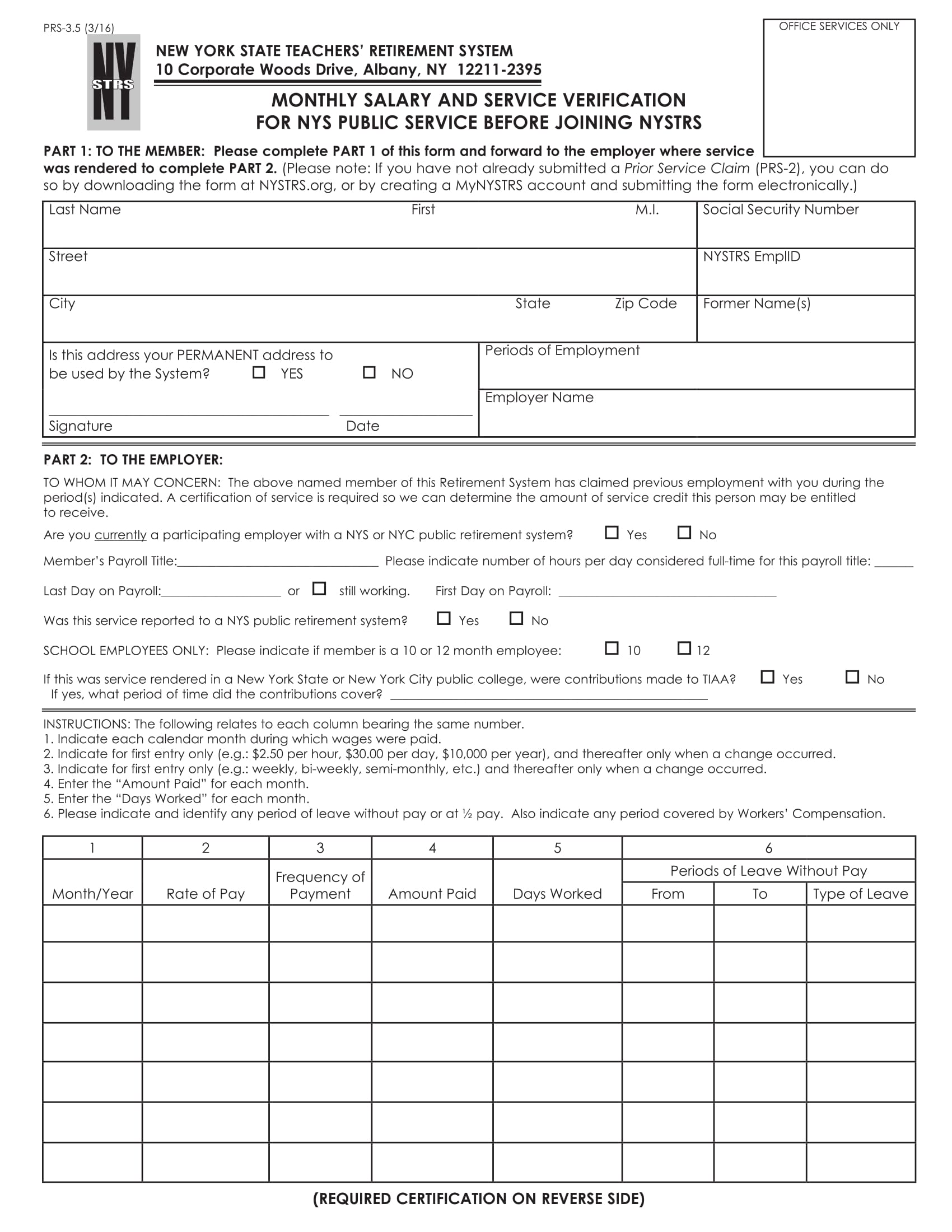 teachers service verification form 1