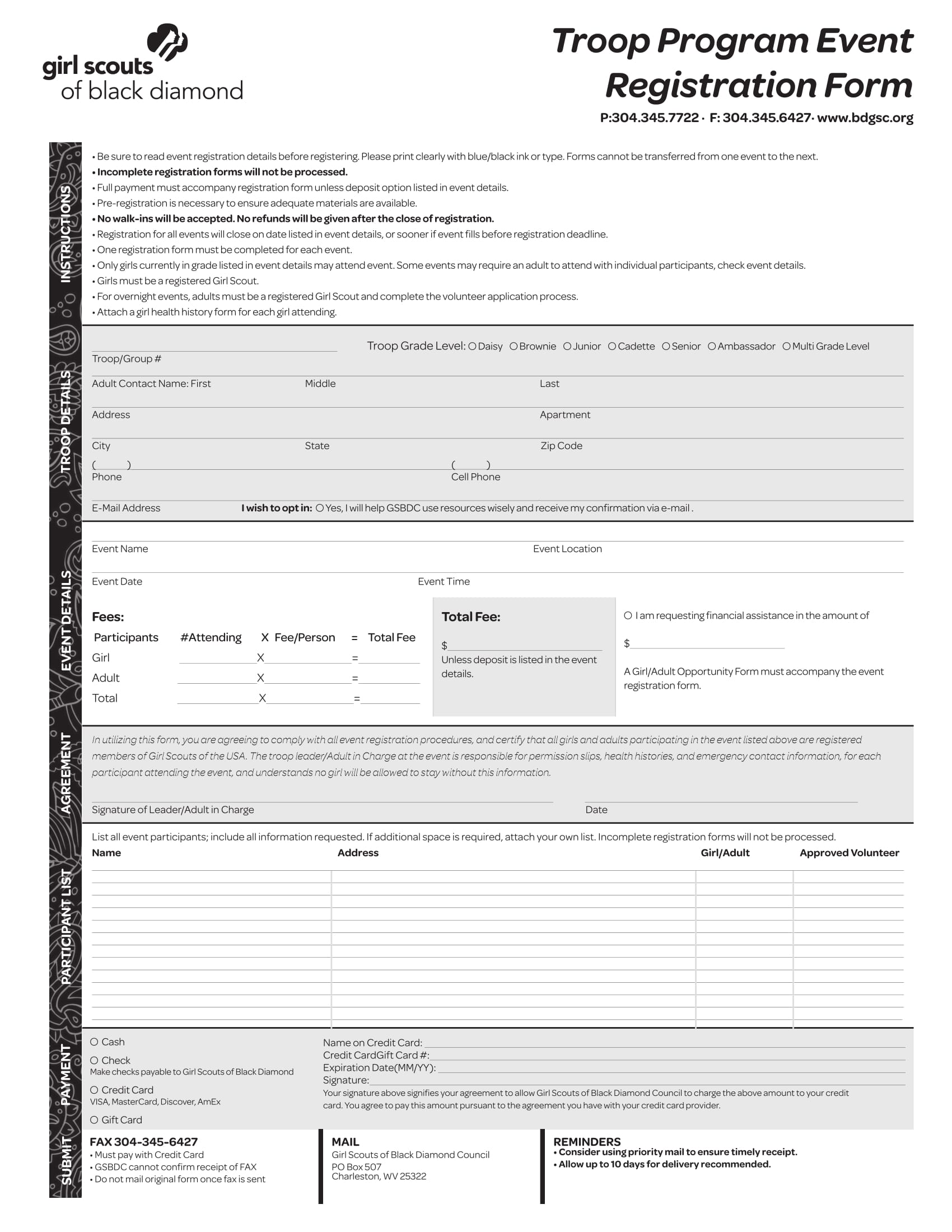 troop program event registration form 1