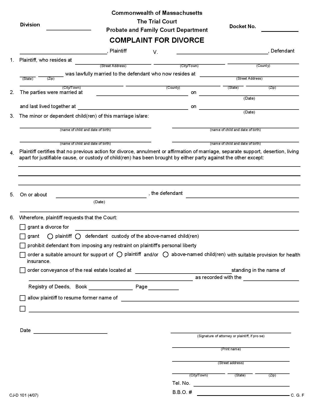 FREE 10+ Divorce Complaint Forms in PDF