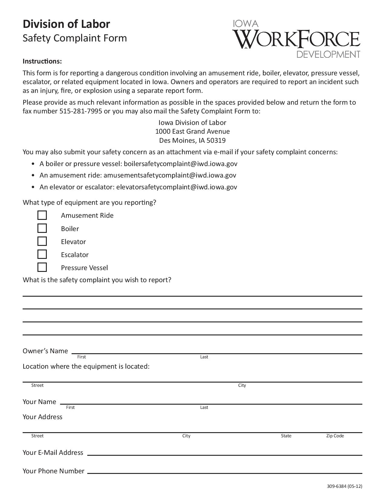 FREE 11+ Safety Complaint Forms in PDF | MS Word