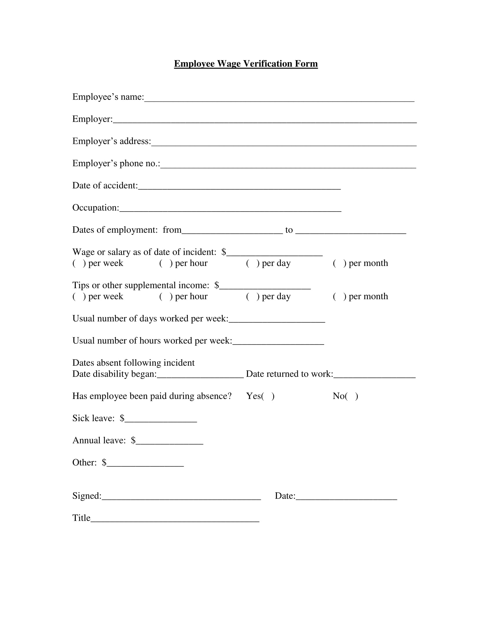 employee wage verification form 1