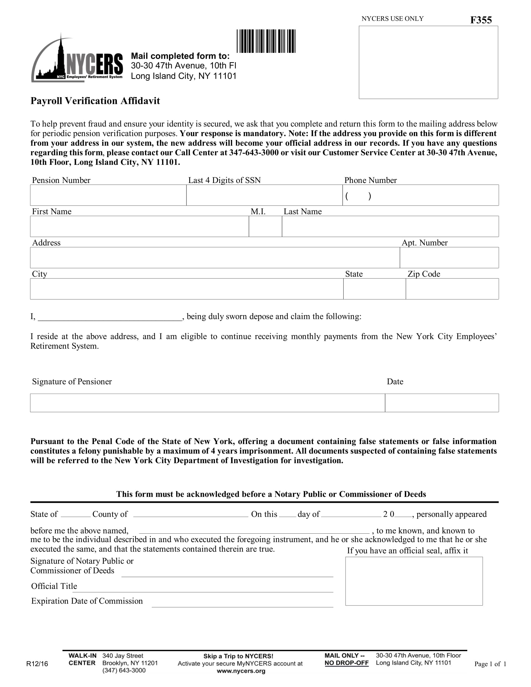 payroll verification affidavit form 1
