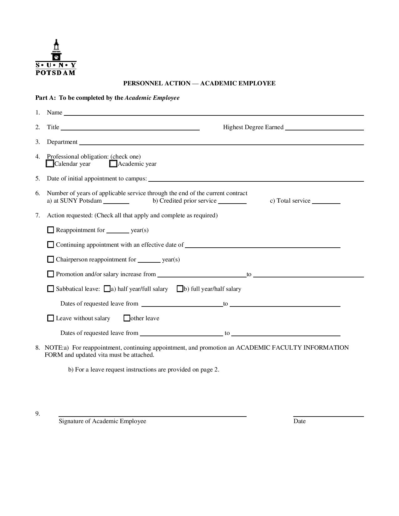 academic employee personnel action form page 001