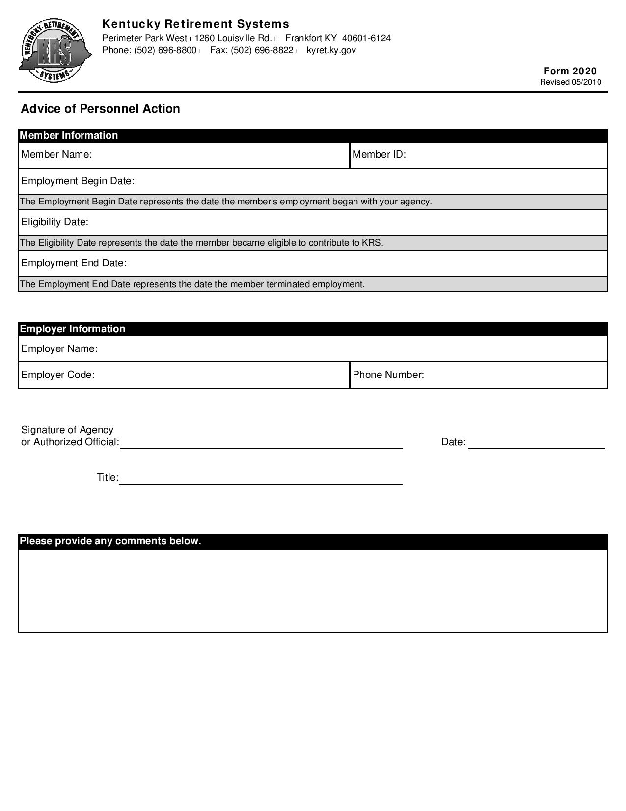 advice of personnel action form page 001