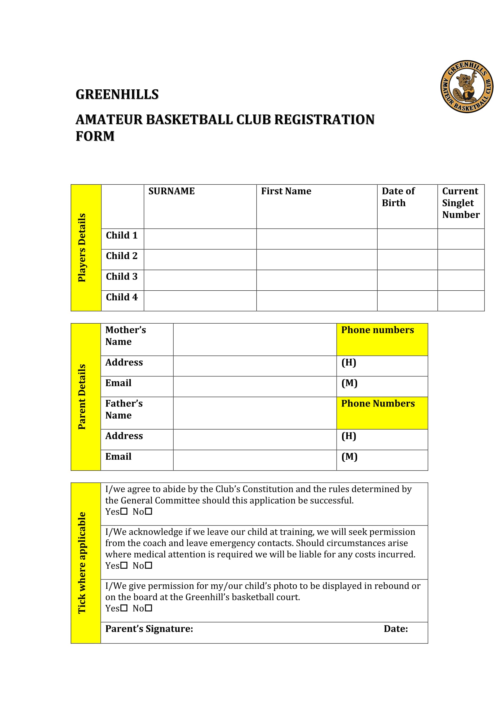 amateur basketball registration form 1