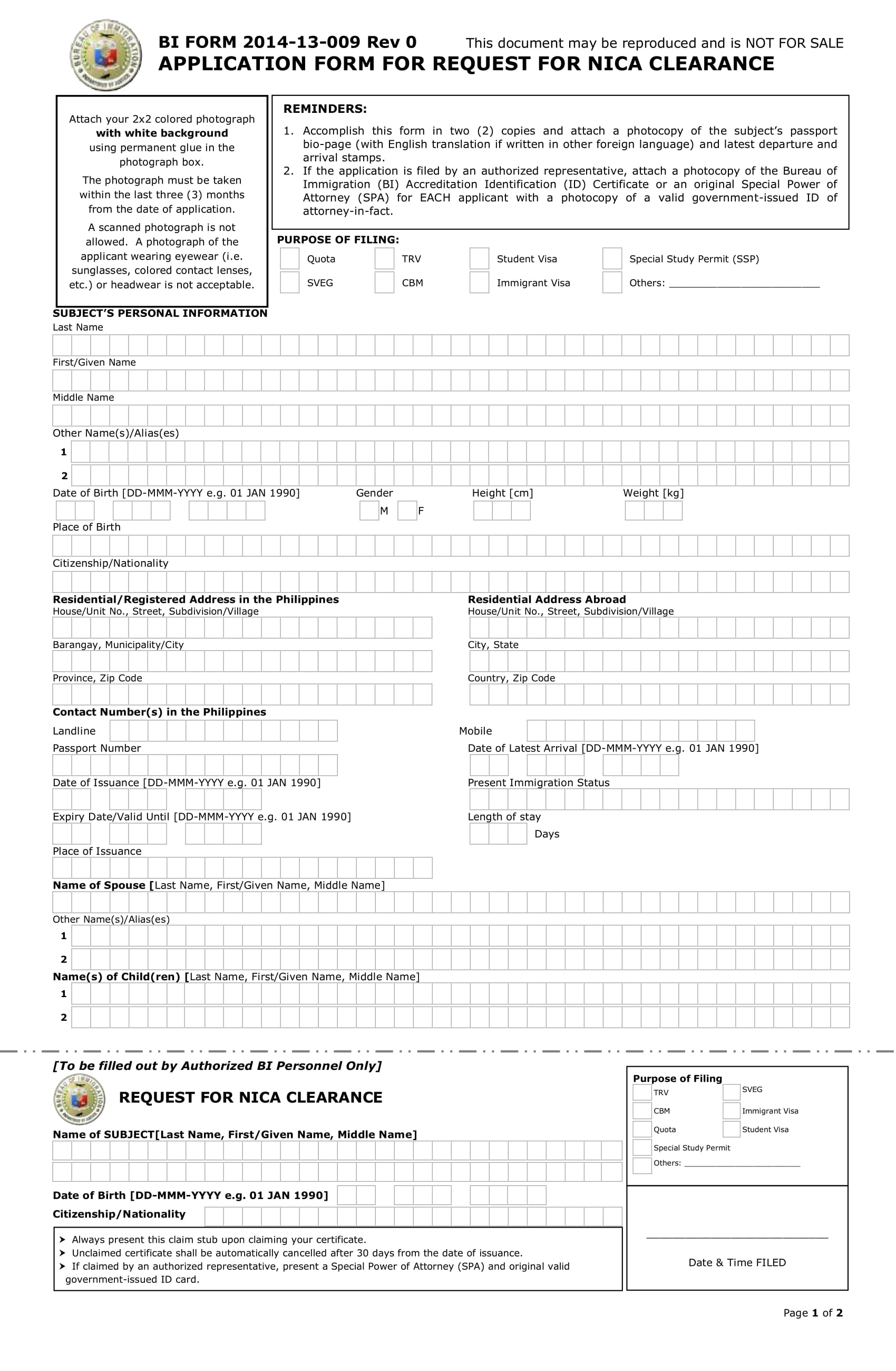 application clearance form sample 1
