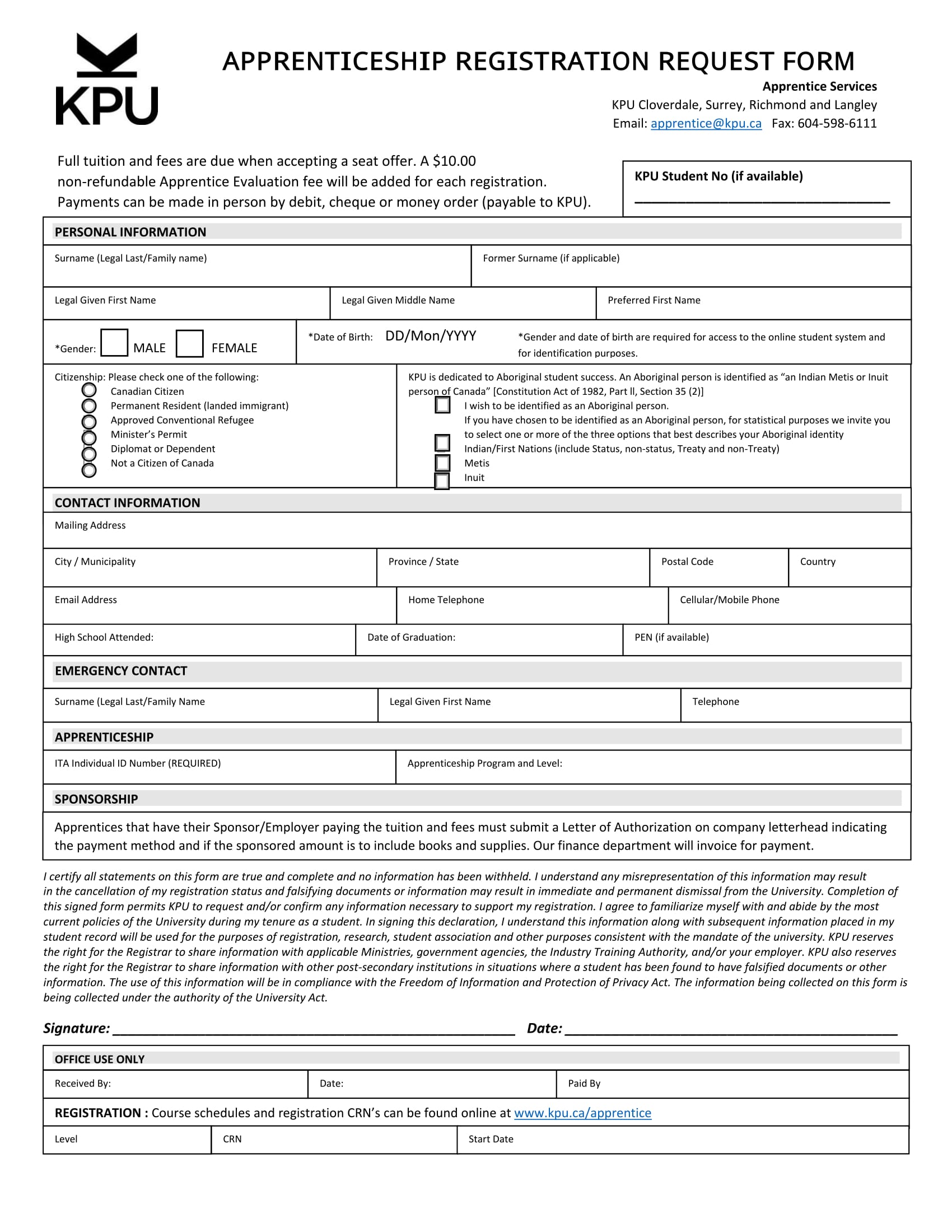 apprenticeship registration request form 1