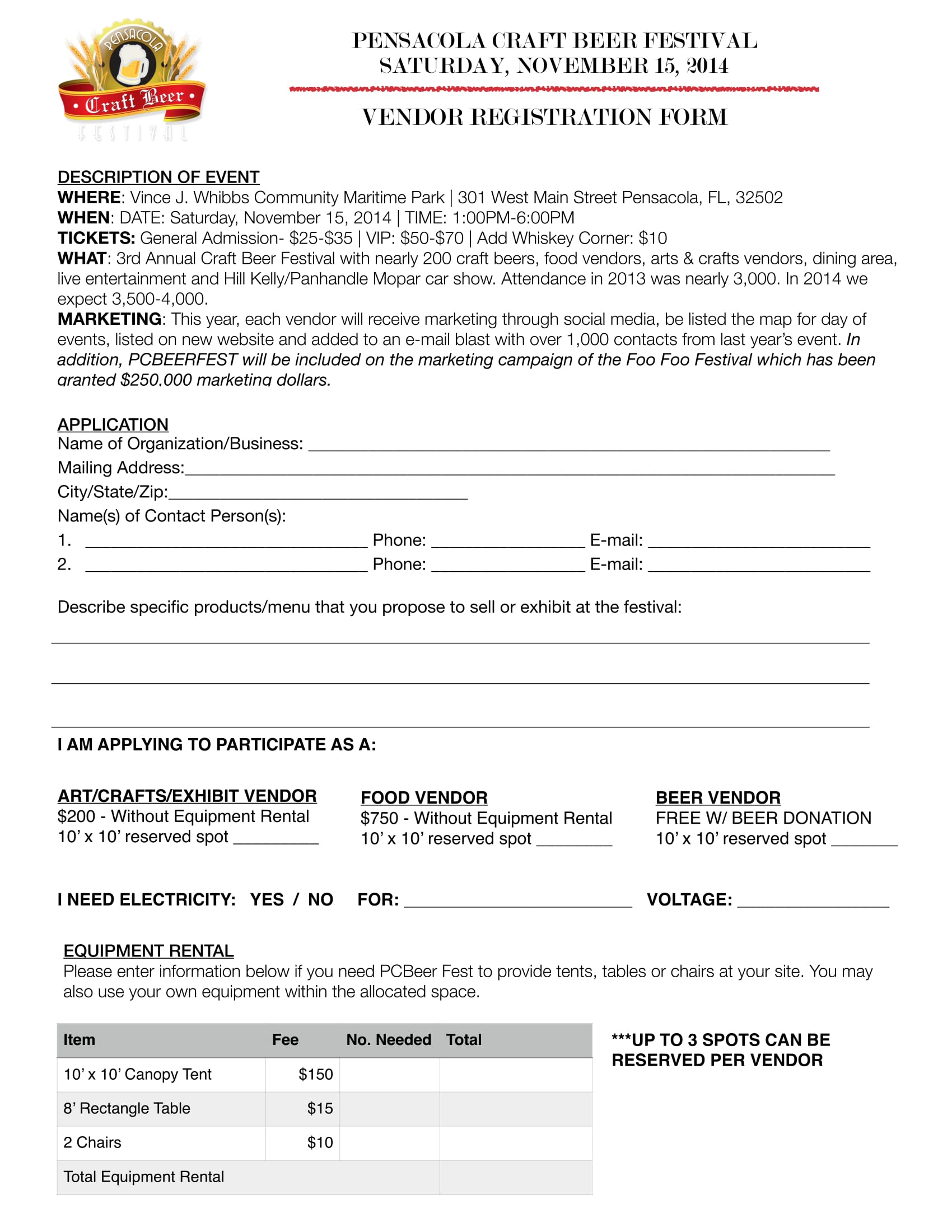 beer fest event vendor registration form 1