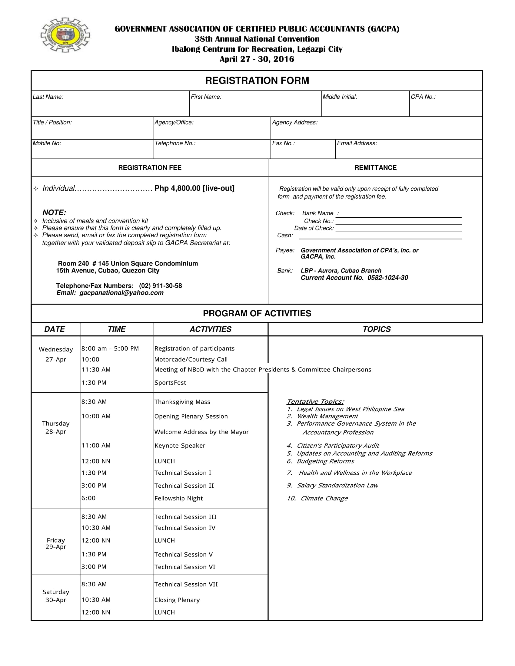 blank convention registration form 1