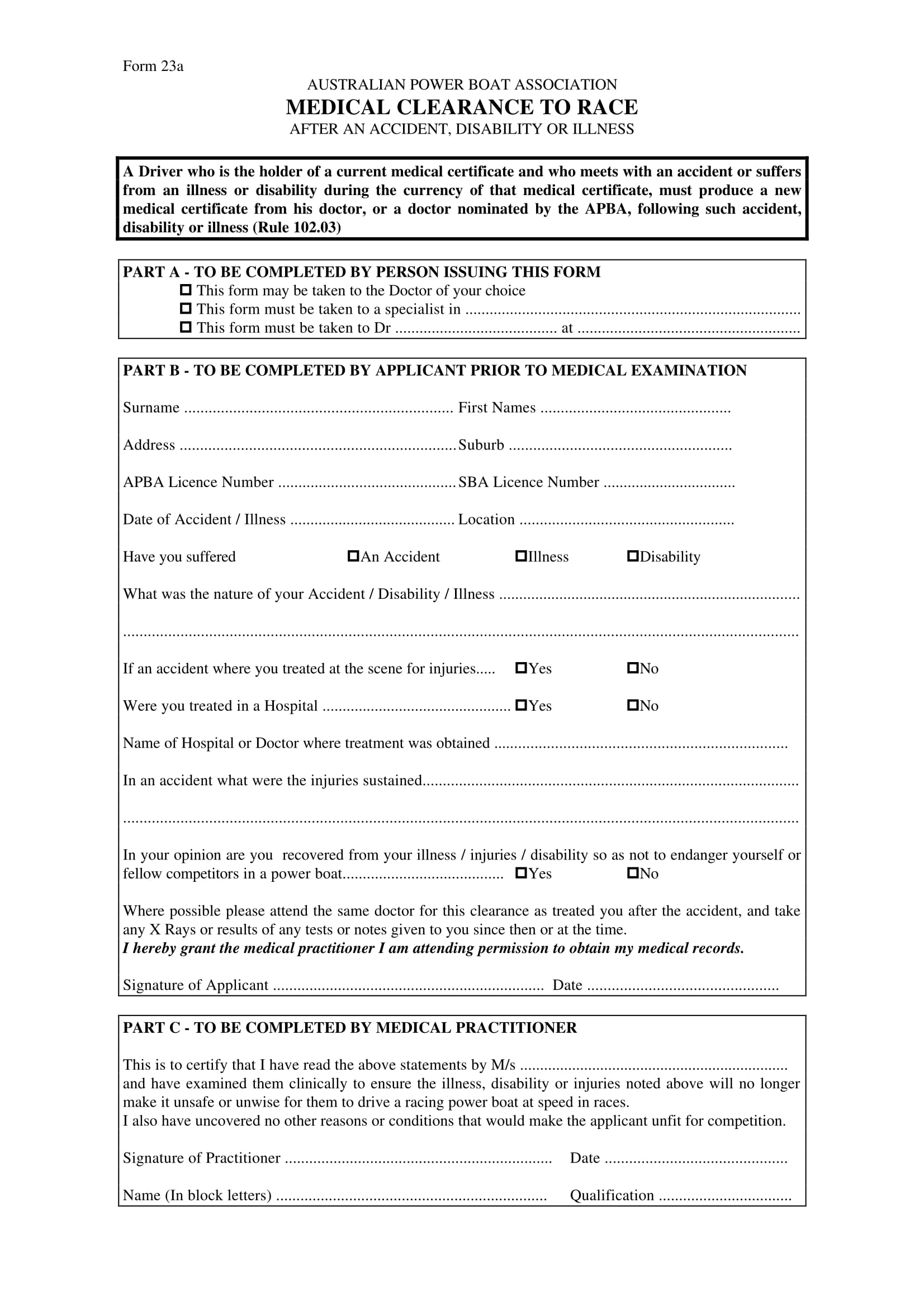 boat driver medical clearance form 1