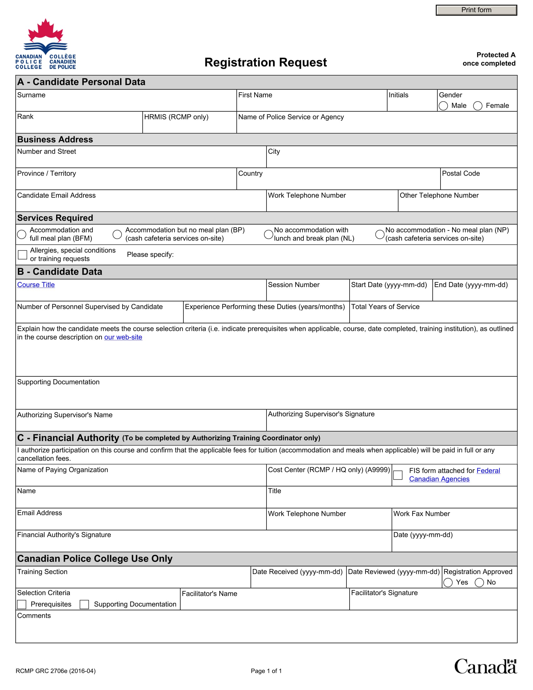 candidate registration request form 1