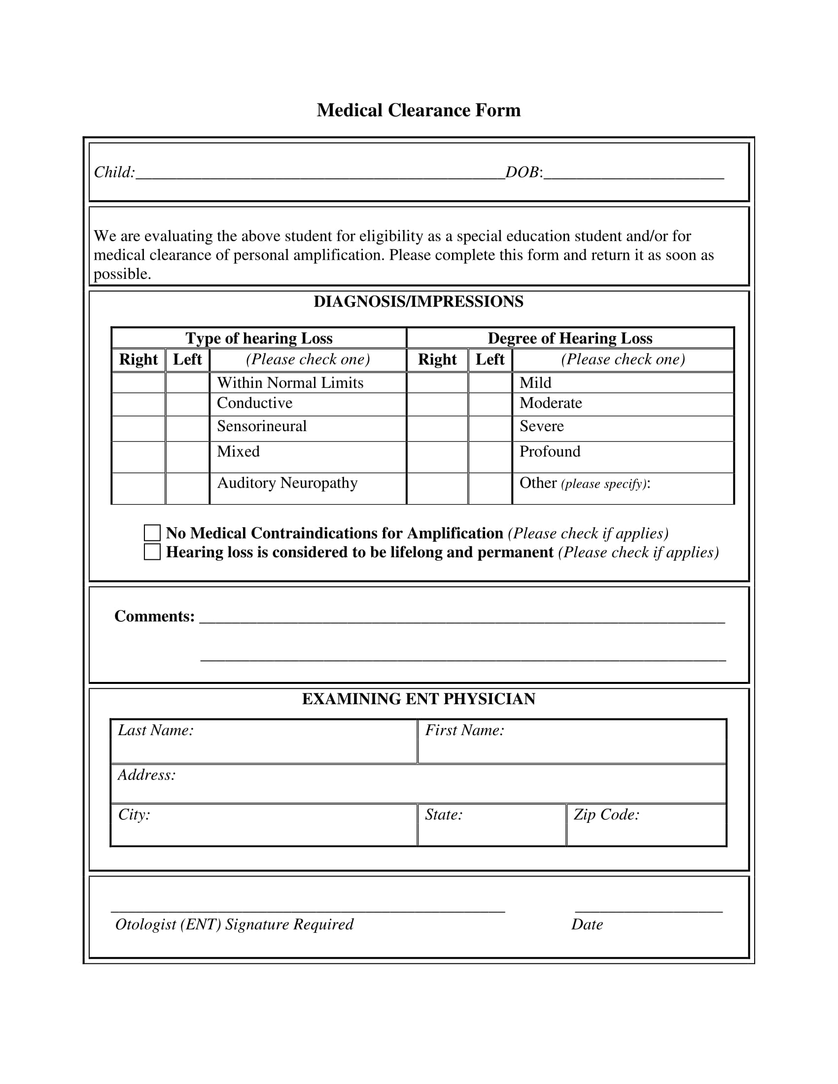 child medical clearance form 1