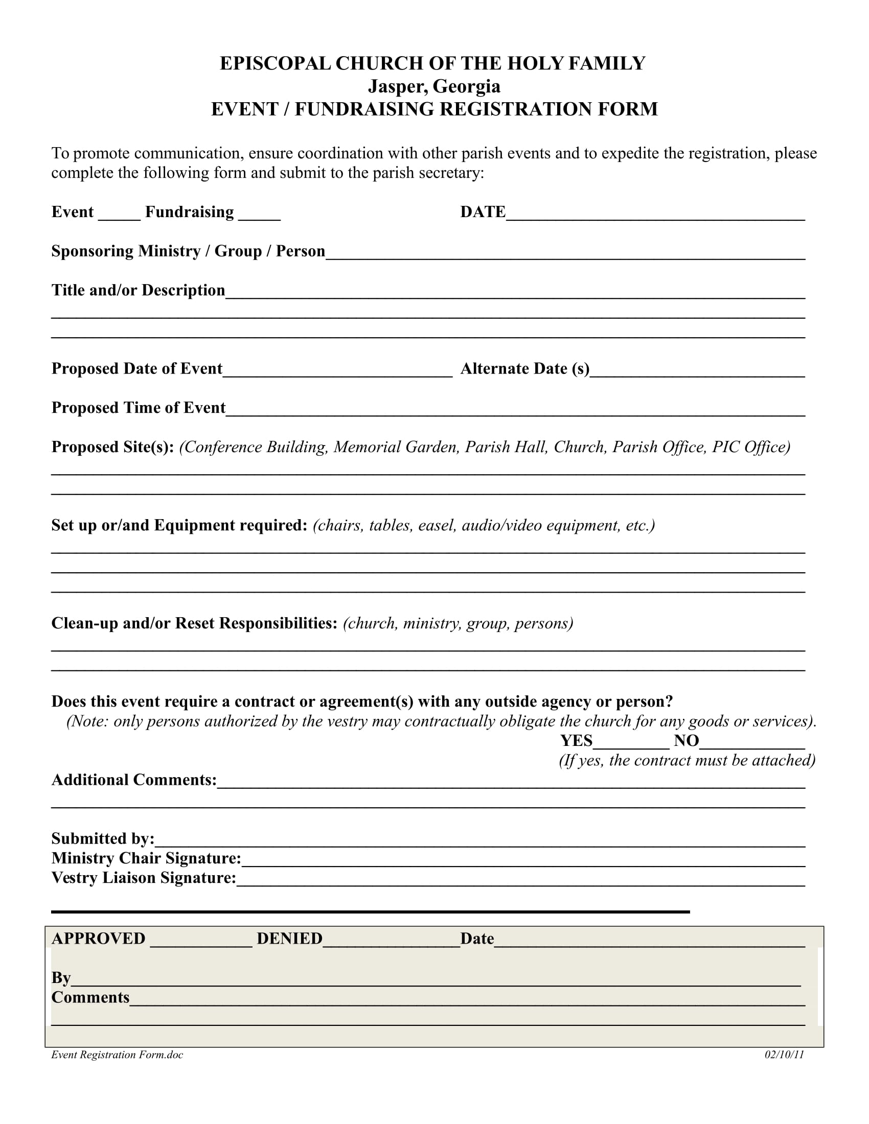 Event Registration Form Template