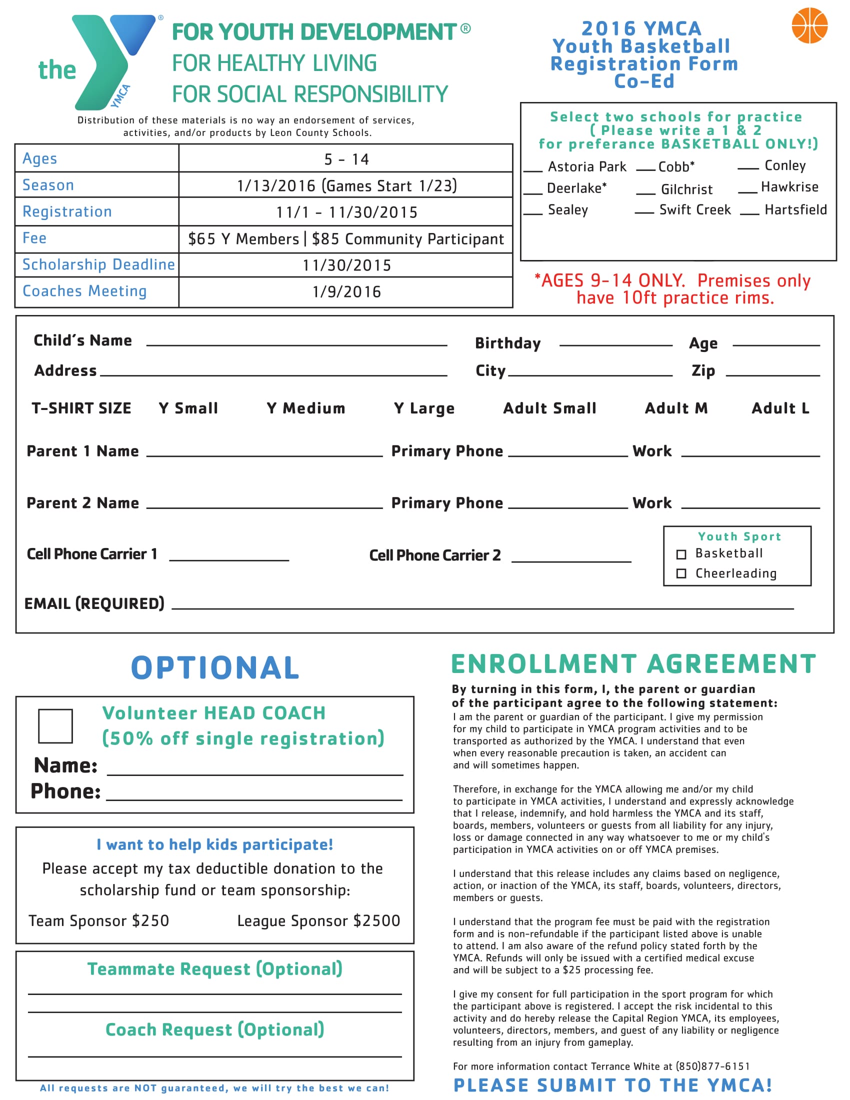 co ed basketball registration form 1