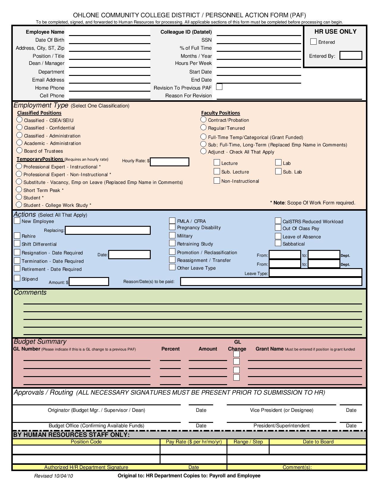 FREE 32+ Personnel Action Forms in PDF MS Word Excel