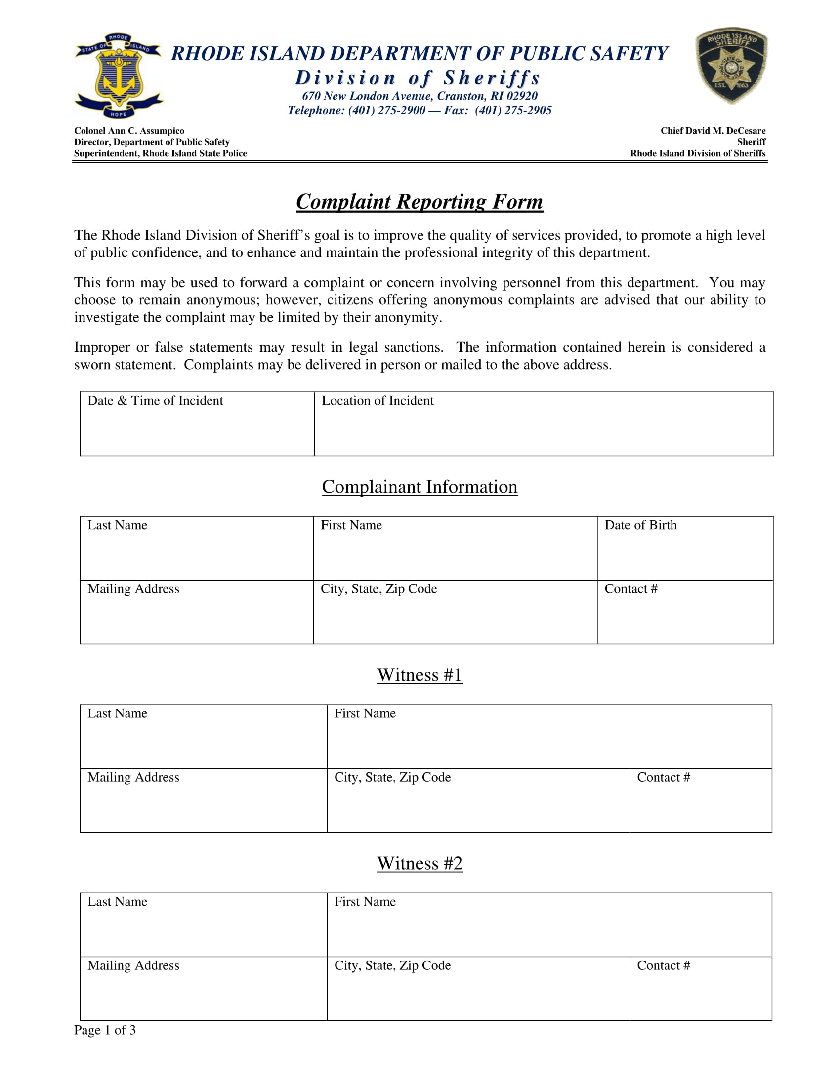 complaint reporting form 1