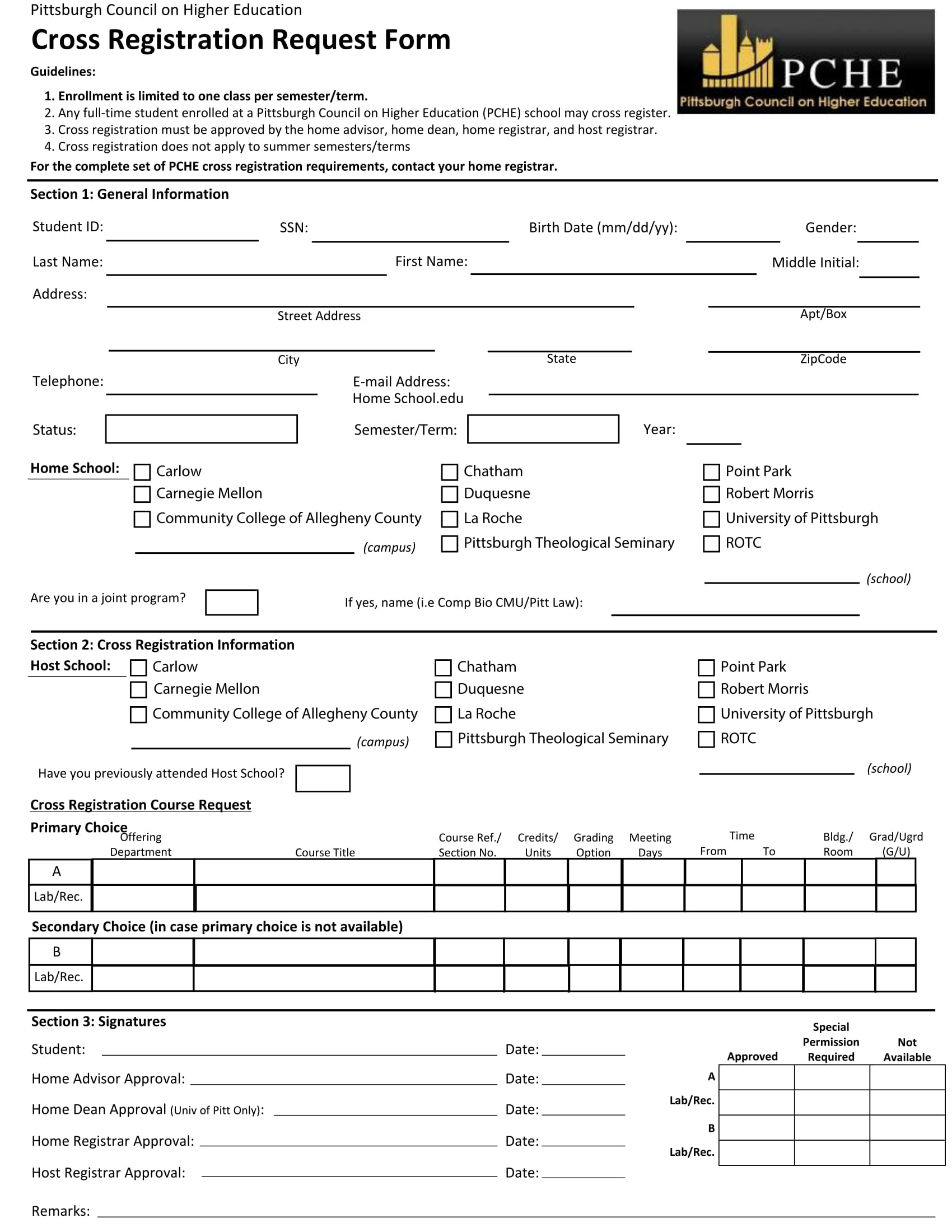 cross registration request form 1