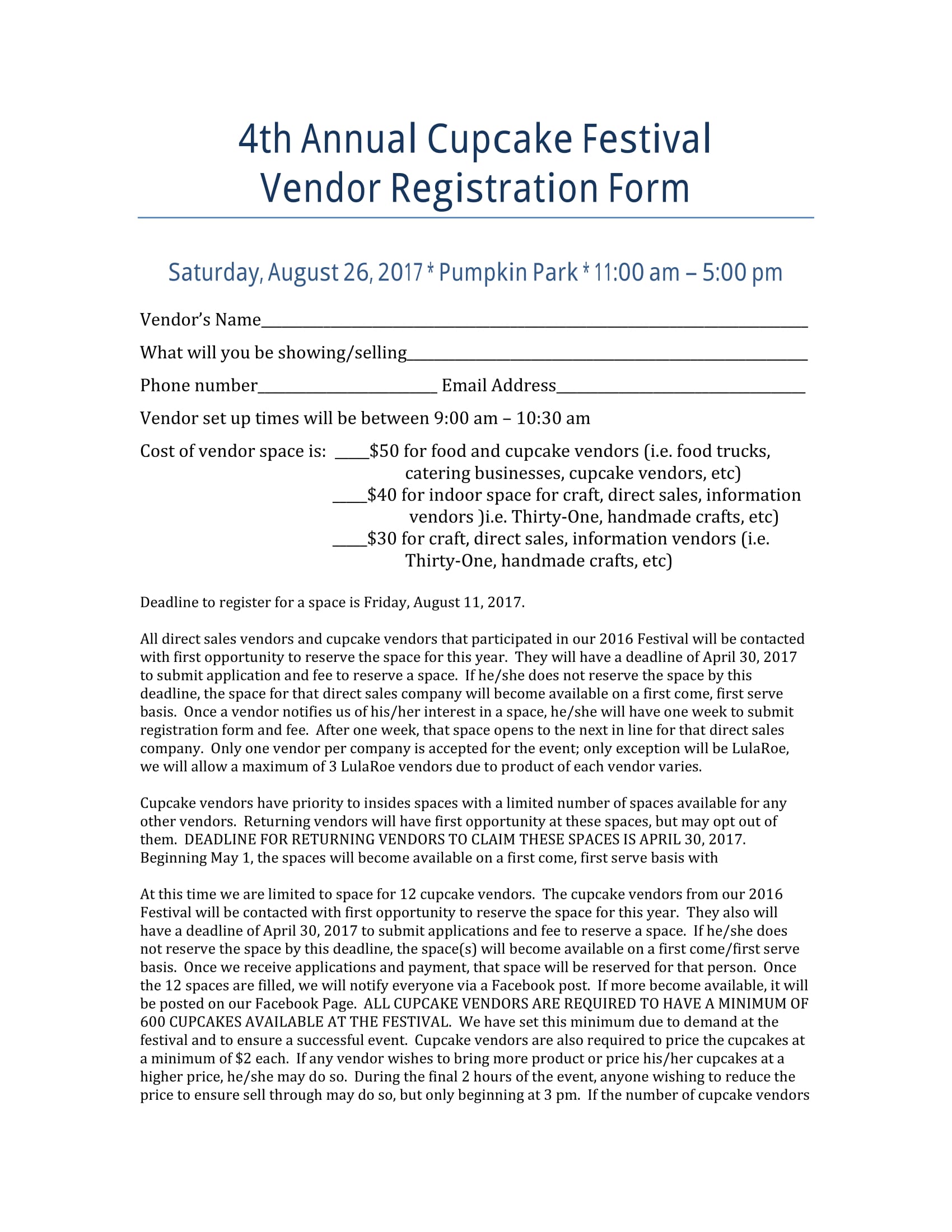 cupcake fest event vendor registration form 1