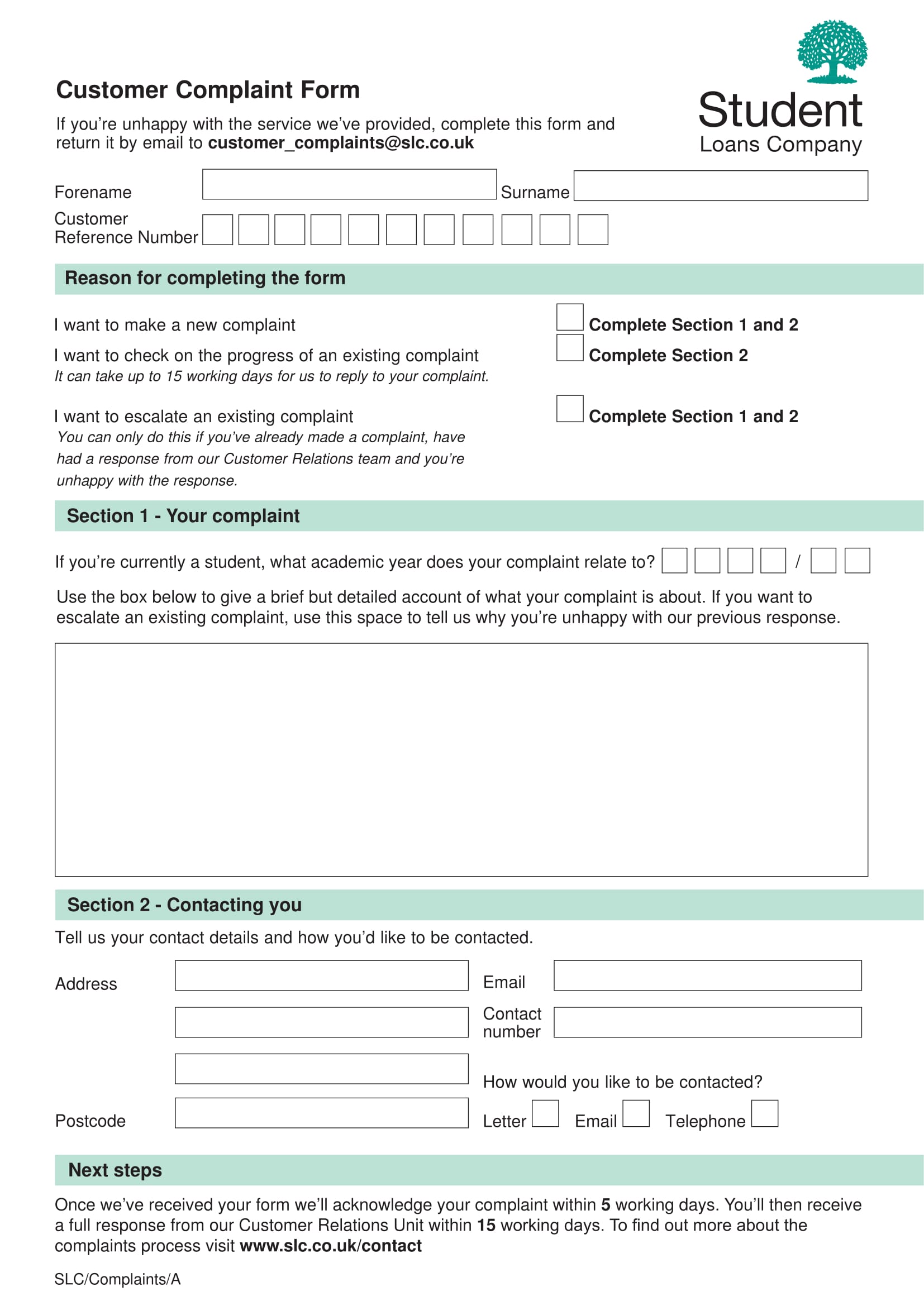 customer complaint form 1