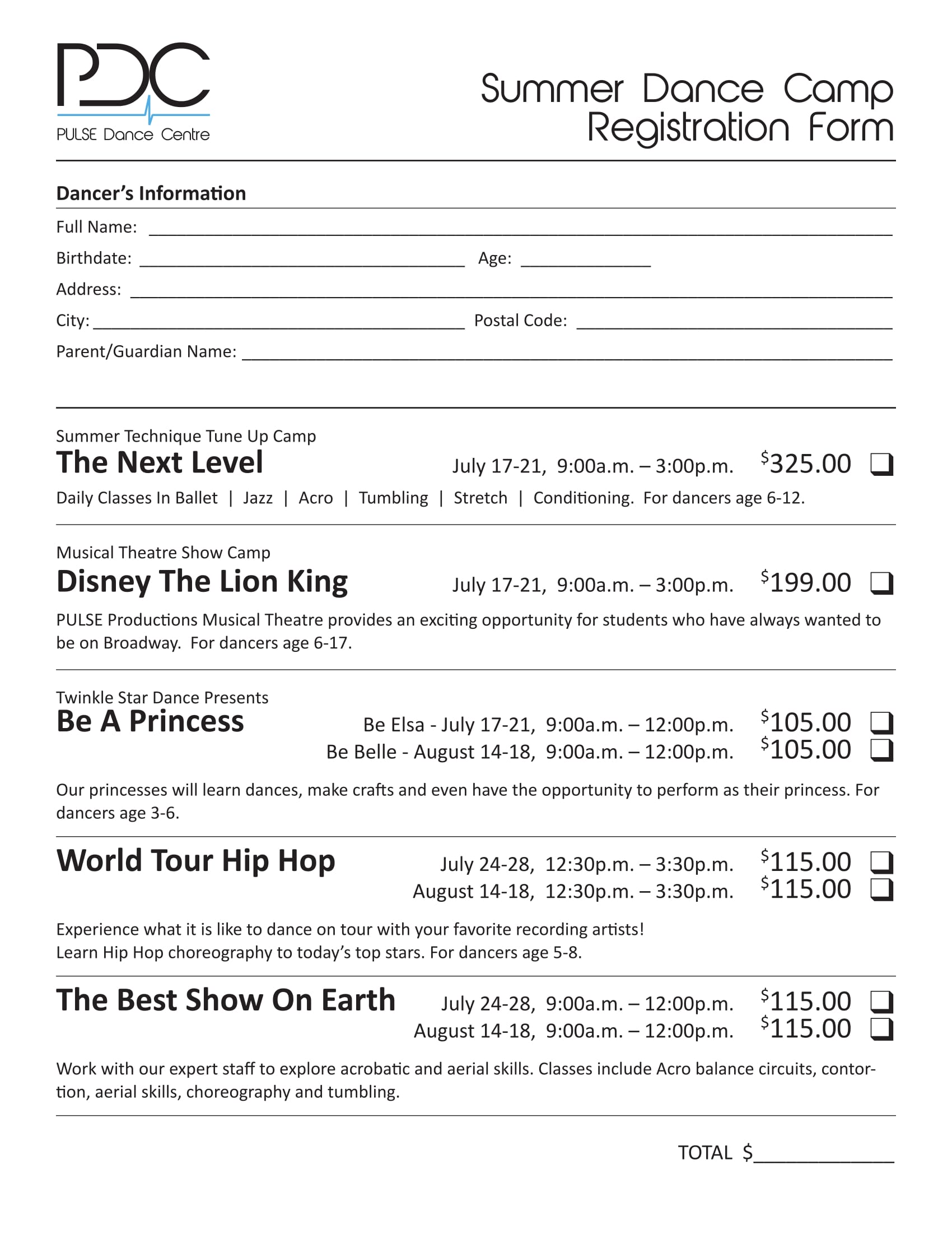 FREE 12  Dance Registration Forms in PDF PDF MS Word Excel