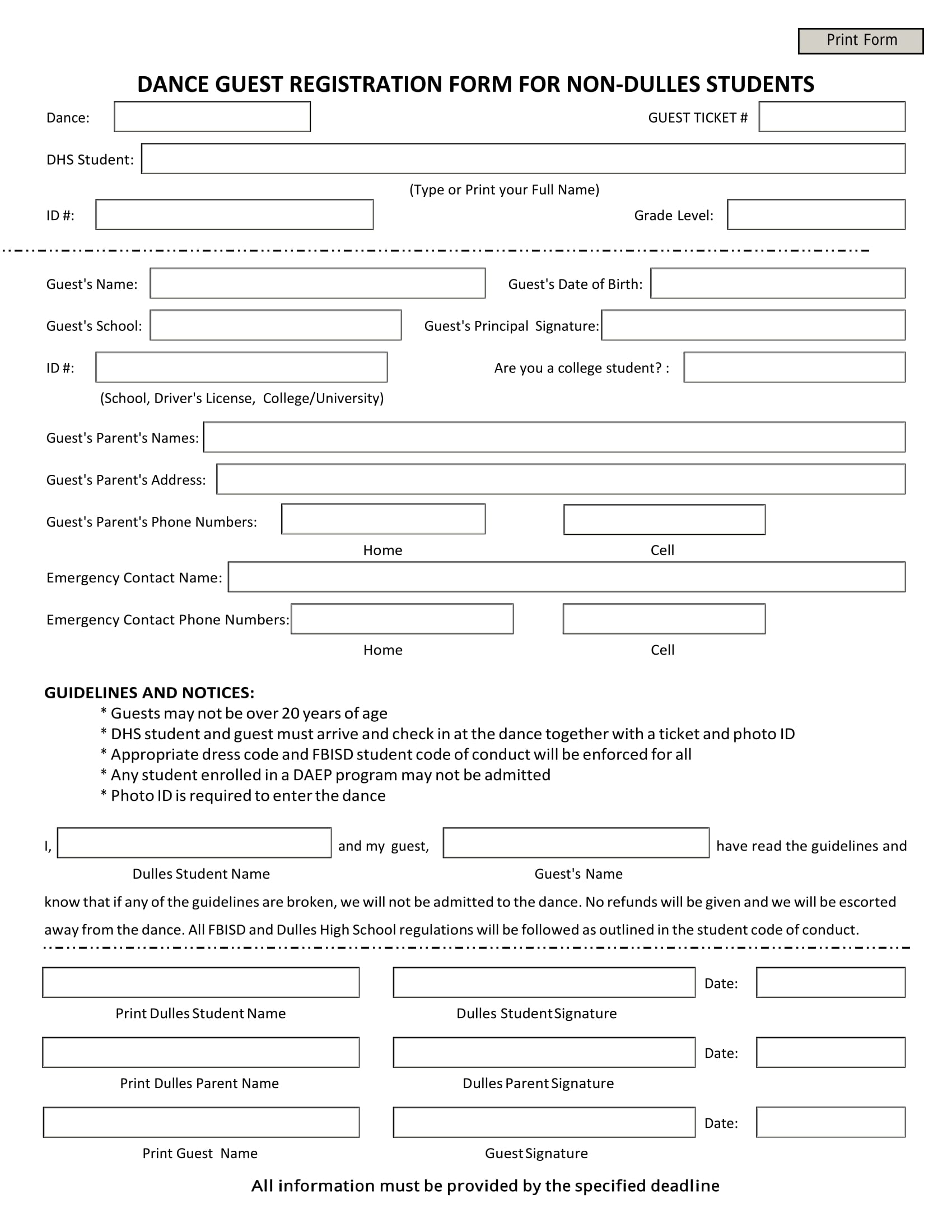 dance guest registration form 1