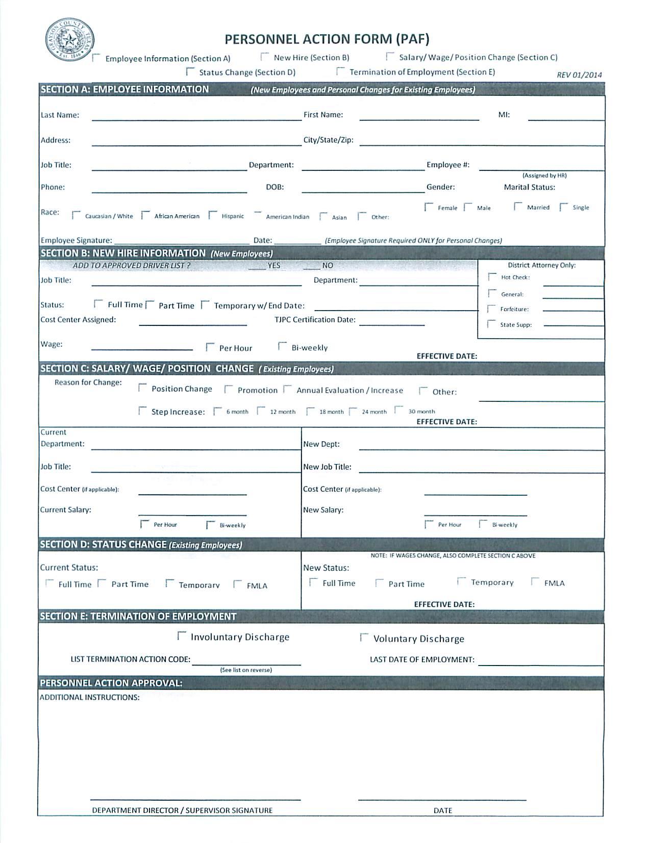 epaf employee personnel action form