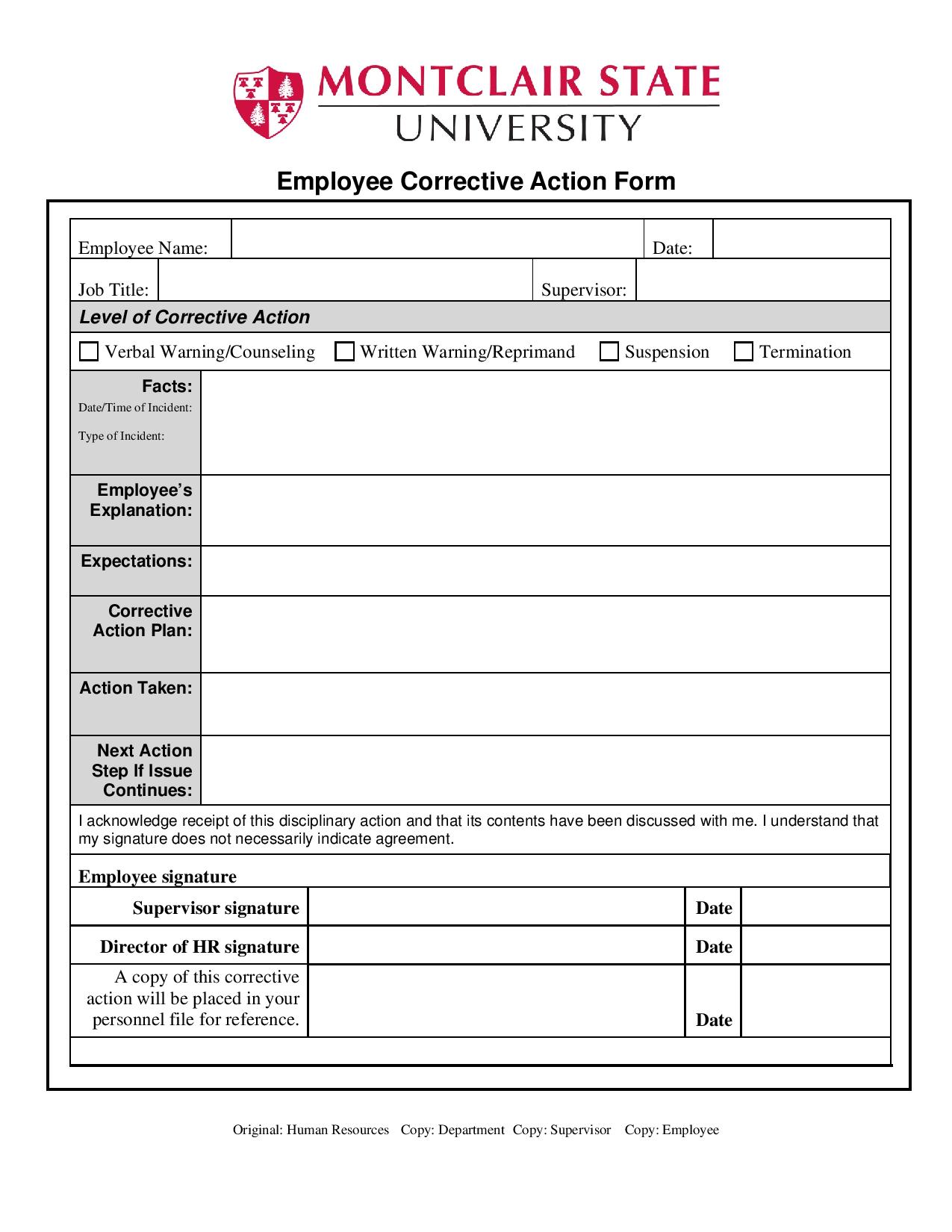 employee corrective action form page 001
